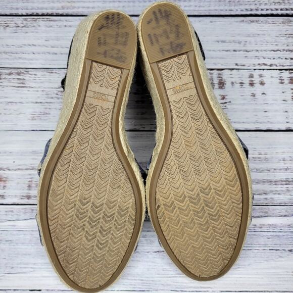 TOMS Open Toe Wedge Heel Espadrille Sandals Denim Blue and Tie Dye | 7.5 - Picture 7 of 9